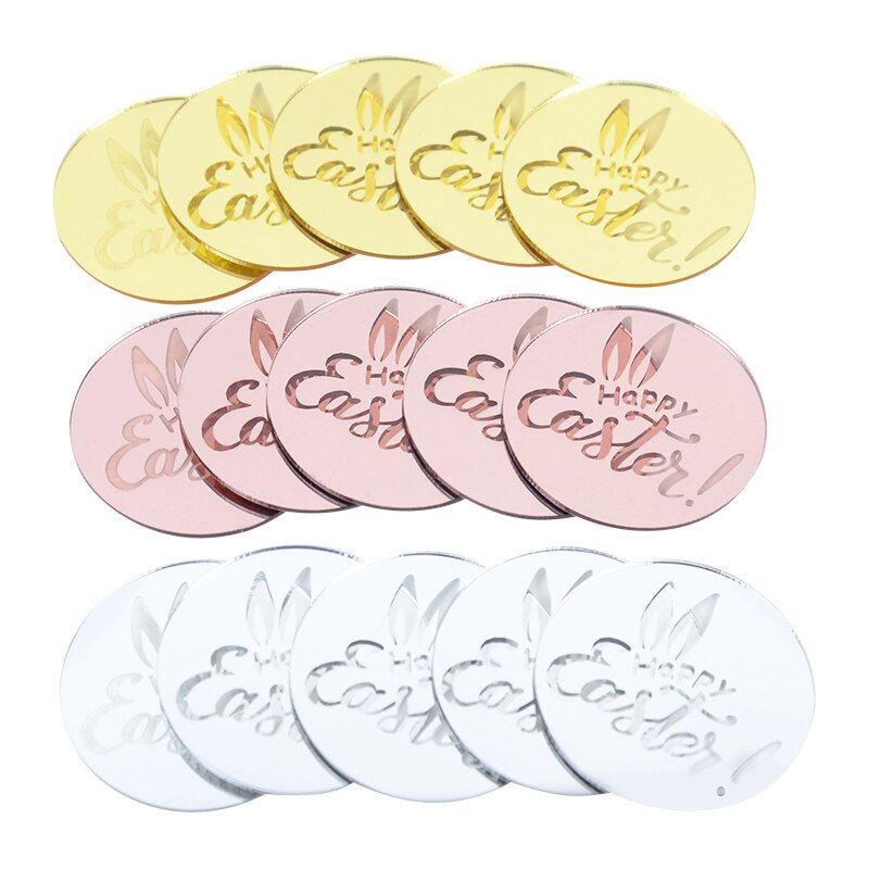 5/10pcs Easter Cake Decoration Acrylic Cake Toppers Gold Silver Rose Cupcake Toppers Easter Party Decoration Baking Supplies
