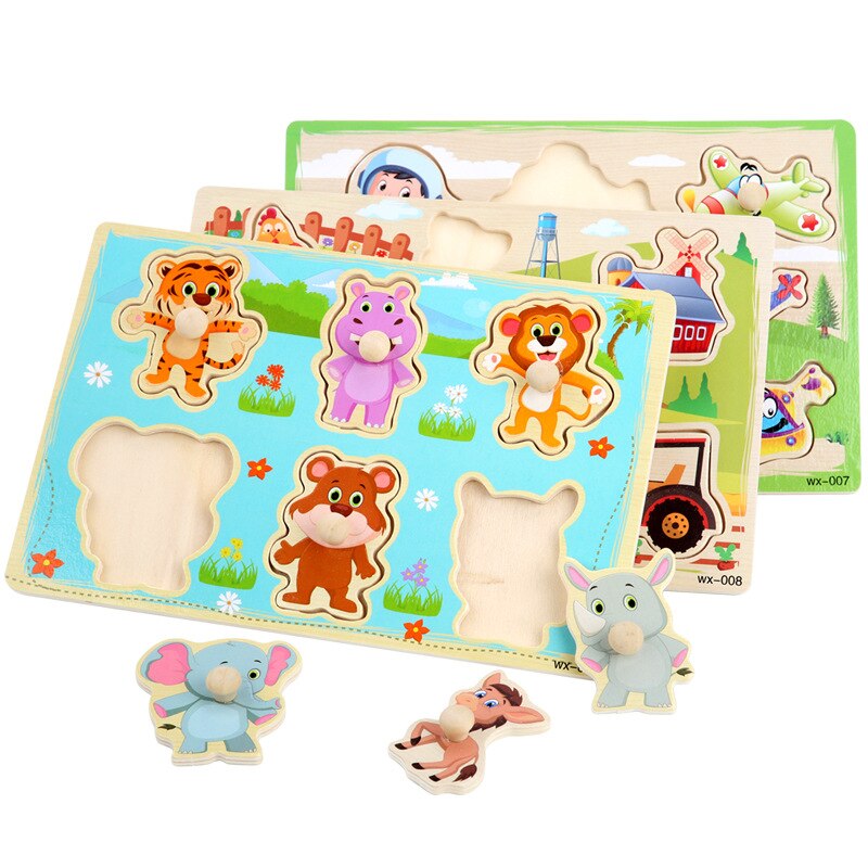 Nowe dziecko zabawki Montessori drewniane Puzzle pojazd animowany cyfrowy Puzzle z motywem zwierzęcym układanka nauka zabawki edukacyjne dla dzieci