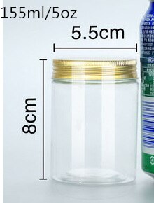 20 PCS Sugar Cane Bottles Plastic Container Golden Lid Transparent Packaging Food Jar Cereal Dispenser Kitchen: 155ML 20pcs