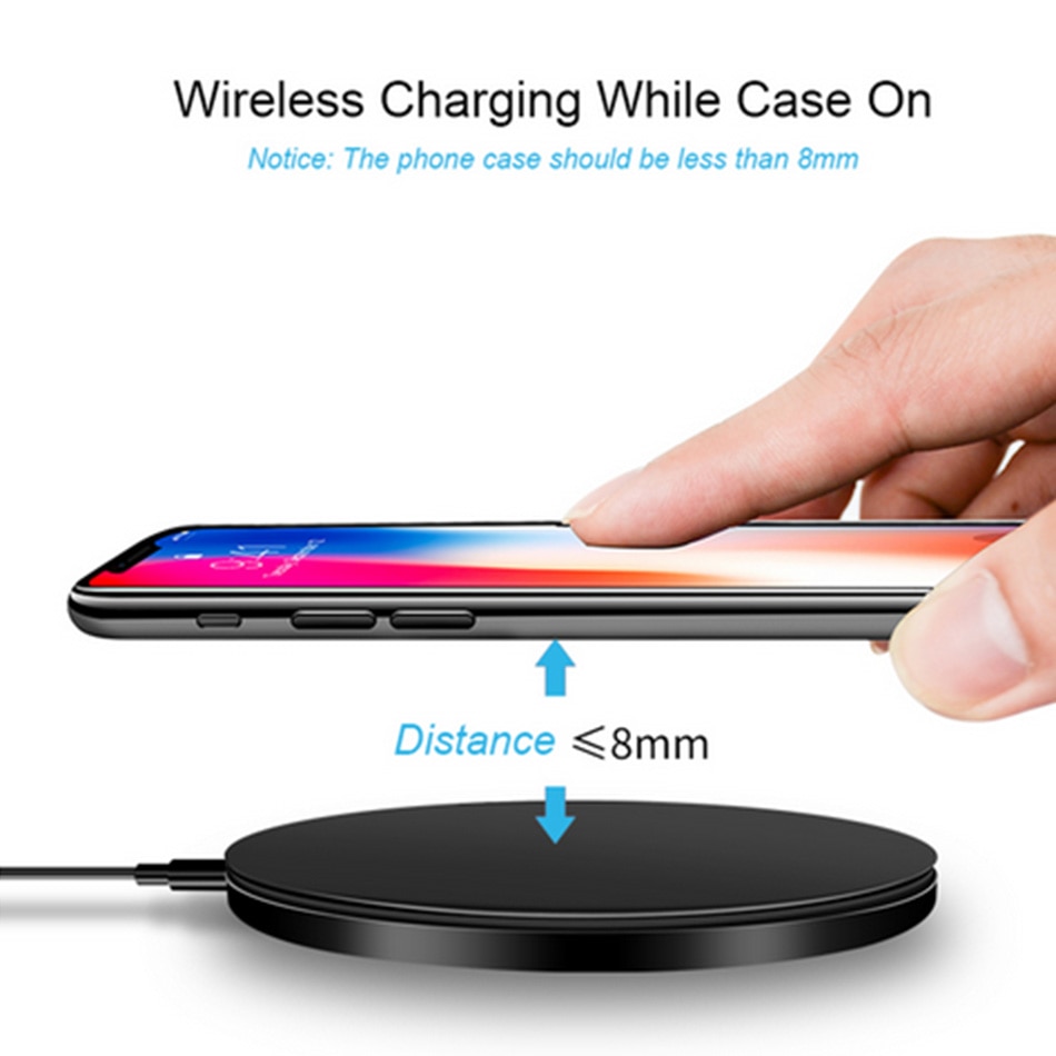 10W/7.5W/5W Metal Qi Wireless Charger for iPhone Xs Max X 8 Plus QC3.0 USB Phone Fast Charging Pad for Samsung Note 9 8 S10 Plus