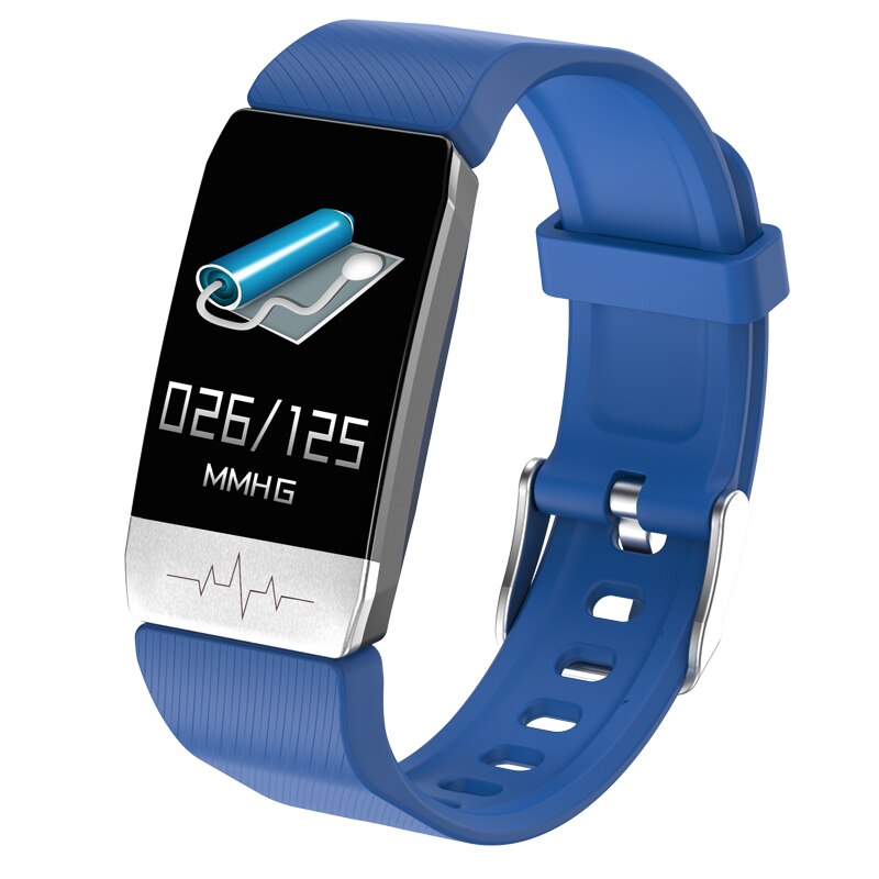 ] T1 Body Temperature Measure Smart Wristband Immunity ECG Monitor Smartwatch with IP67 Waterproof Heart Rate Monitoring: Blue