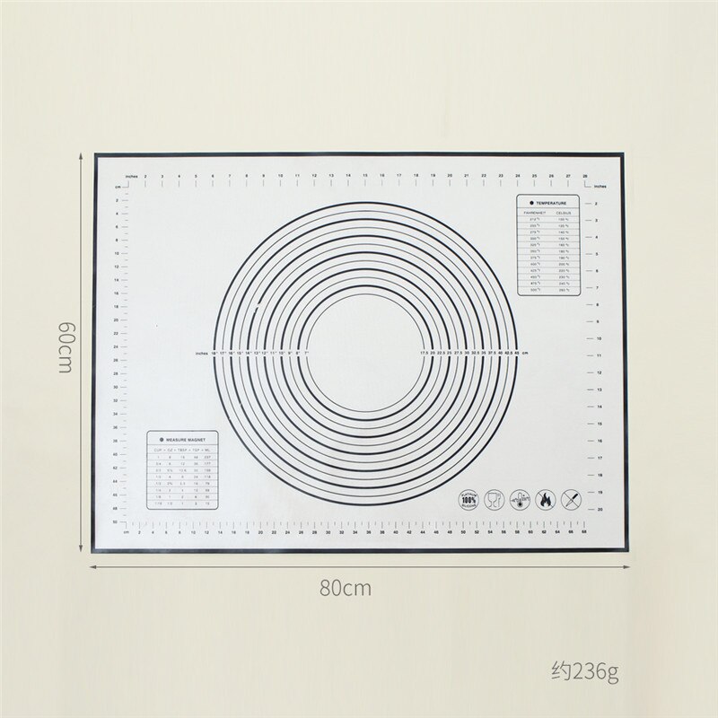 70*70cm Silicone Baking Mat Thicken Cake Silicone Mat Oven Pizza Pastry Mat Rolling Dough Board Non-Stick Mat Cake Baking Tools: Black-60x80cm