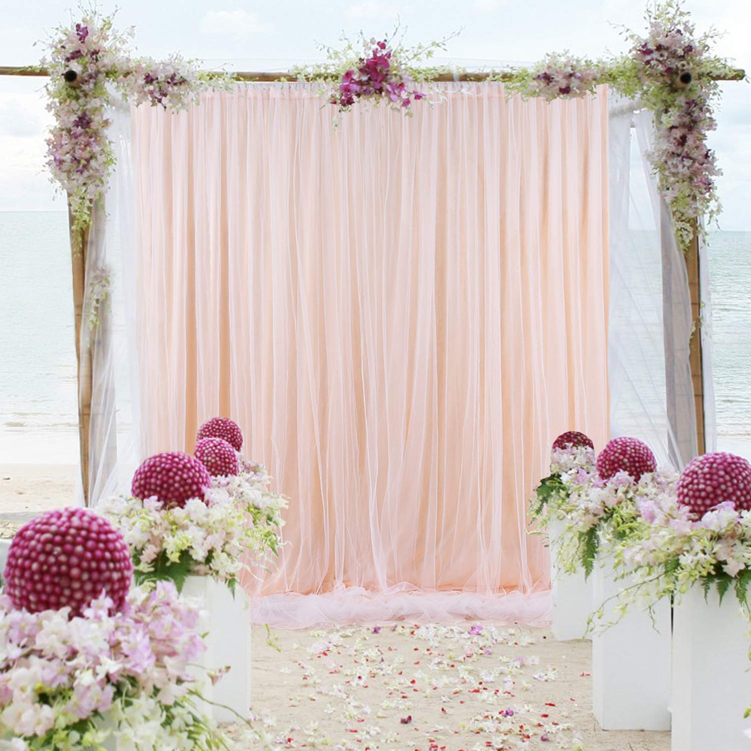 Fondos de seda de hielo para de boda, cortina de gasa de 2X2M, Fondo de decoración, tela blanca, mosquitera de gasa, foto de boda, paneles de cabina