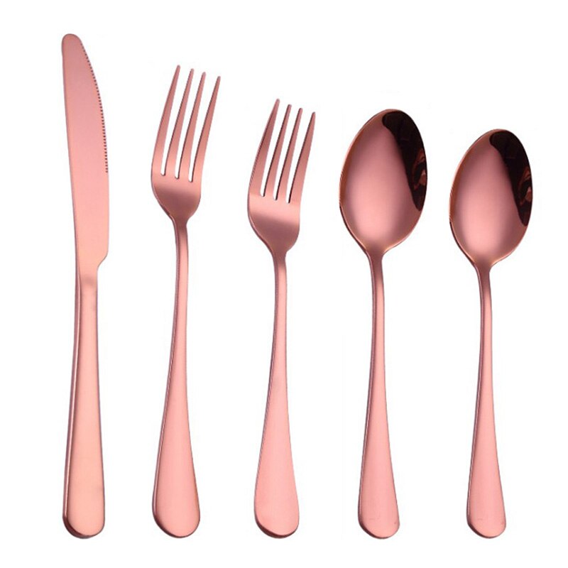 Goud Bestek Set Vorken Lepels Vorken Messen Servies Set Servies Stalen Bestek Set Chopstick Lepel Mes Vork: 02