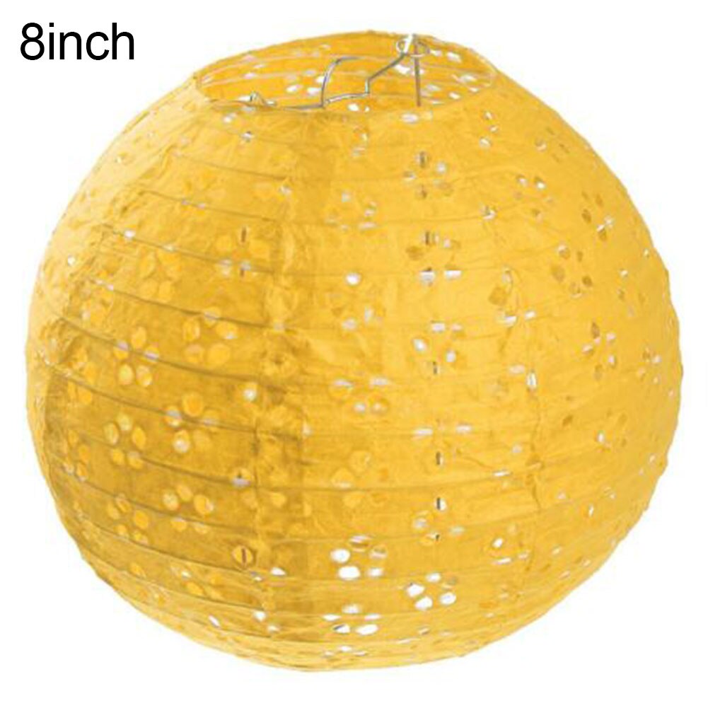 8/12 tommer runde kinesiske papirlanterner lampe fødselsdag bryllup dekoration håndværk gør-det-selv lampion hængende bold festartikler: Gul / 12 tommer