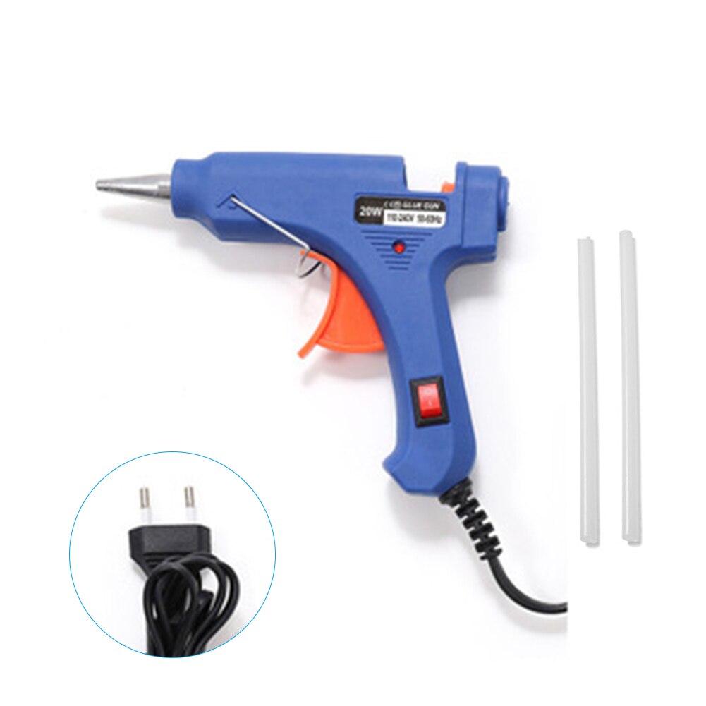 20W Eu/Us Plug Melt Lijmpistool Met 2 Lijmstift Industriële Mini Guns Thermo Elektrische Warmte temperatuur Tool: EU