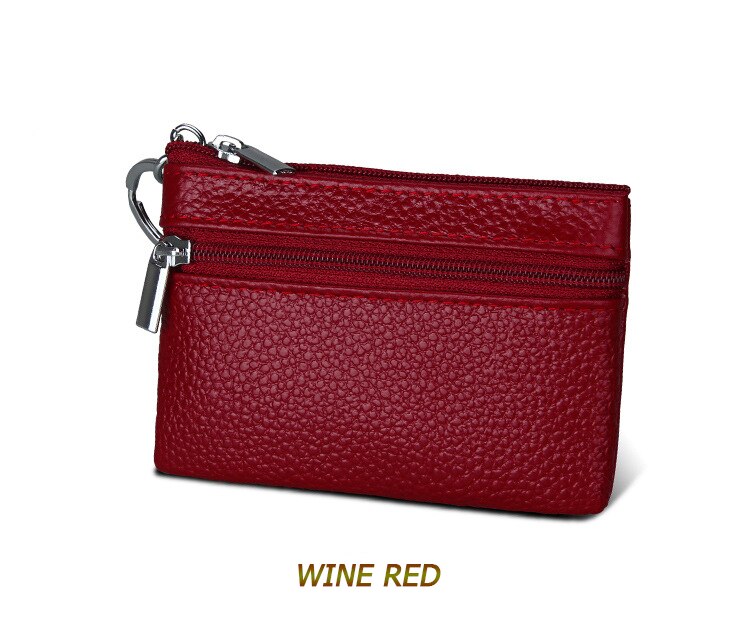 DOLOVE Brand Split Leather Women Wallets Mini Purse Lady Small Leather Wallet with Coin Pocket D-7508: Burgundy