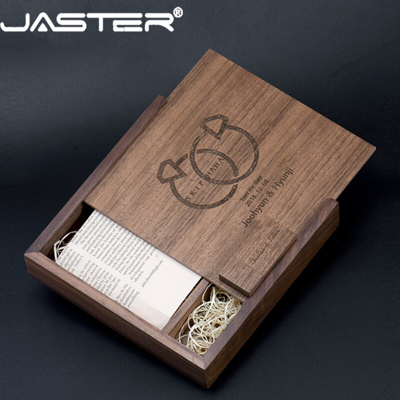 Jaster usb 2.0 gratis logo esdoorn fotoalbum hout + doos usb-stick pendrive 8gb 16gb 32gb 64gb fotografie  (170*170*35 mm