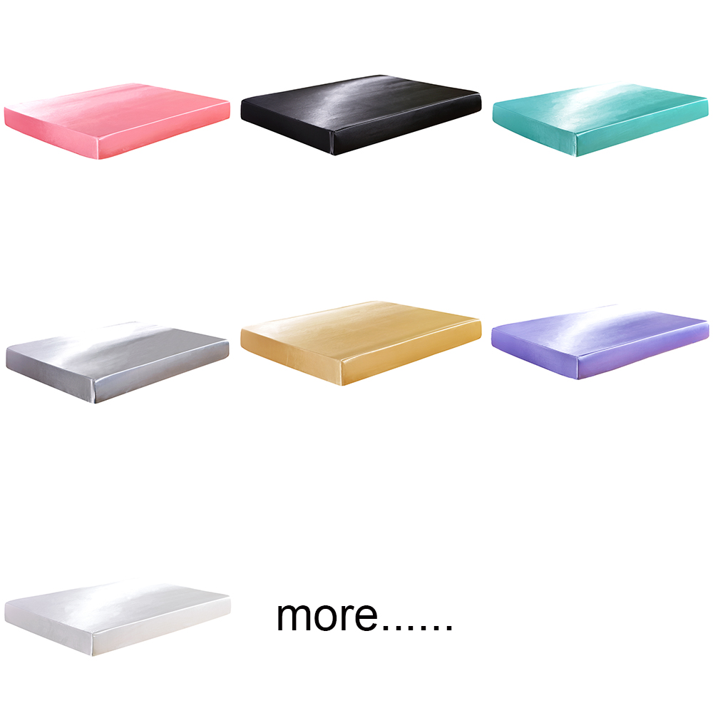Satin soie Drap Housse sur élastique couleur unie protège matelas draps de lit sur bandeau élastique Drap Housse de Matela Queen King