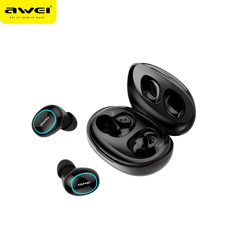 AWei-auriculares T60 con Bluetooth 5,1, cascos inalámbricos TWS, intrauditivos, miniauriculares deportivos con pantalla de luz LED y micrófono