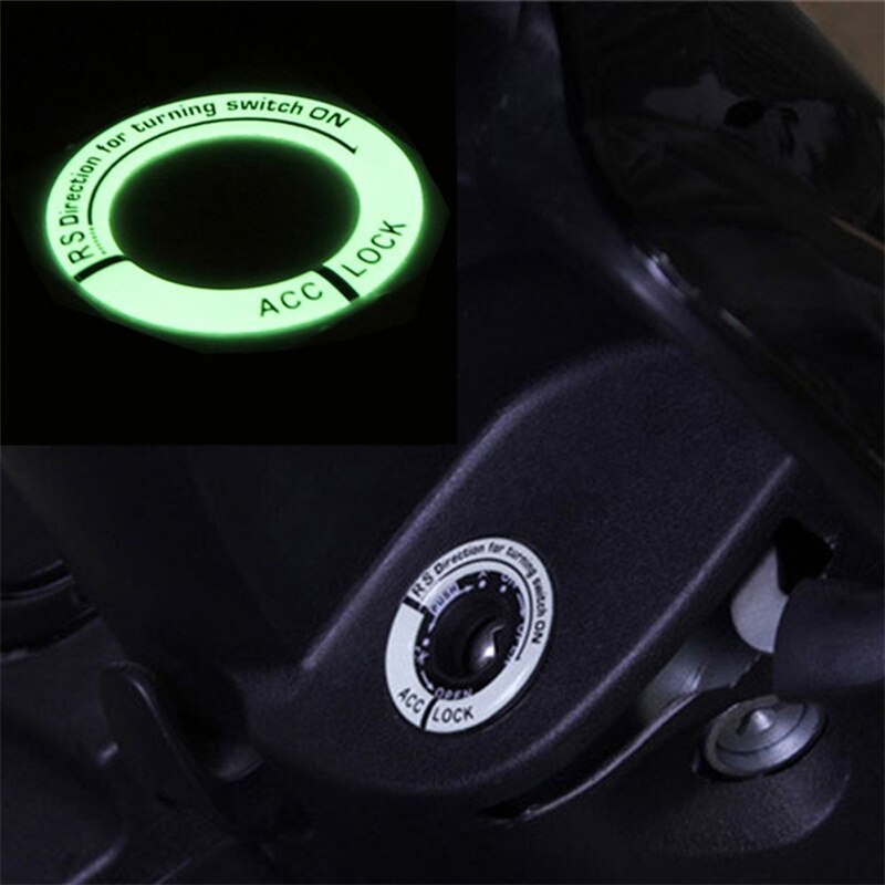 Motorcykel nøglering nat lysende klistermærke bil tændingskontakt dæksel dekoration klistermærker auto 3d fluorescerende mærkater nøgle cirkel