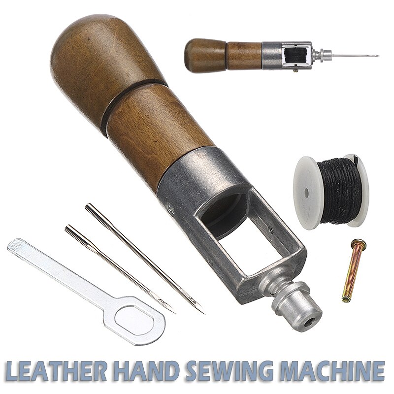 1Set Leather Craft Automatic Lock Stitching Sewing Awl Tool + Needle + Wrench DIY Manual Sewing Machine Leather Craft