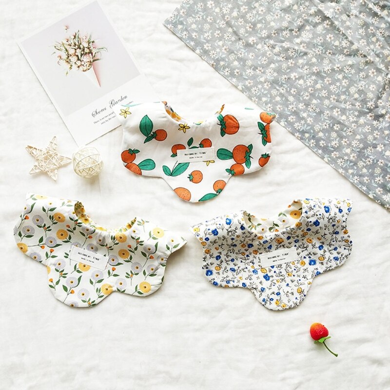360 ° Draaien Baby Katoen Kwijlen Slabbetjes Dual Side Print Speeksel Handdoek Feeding Schort