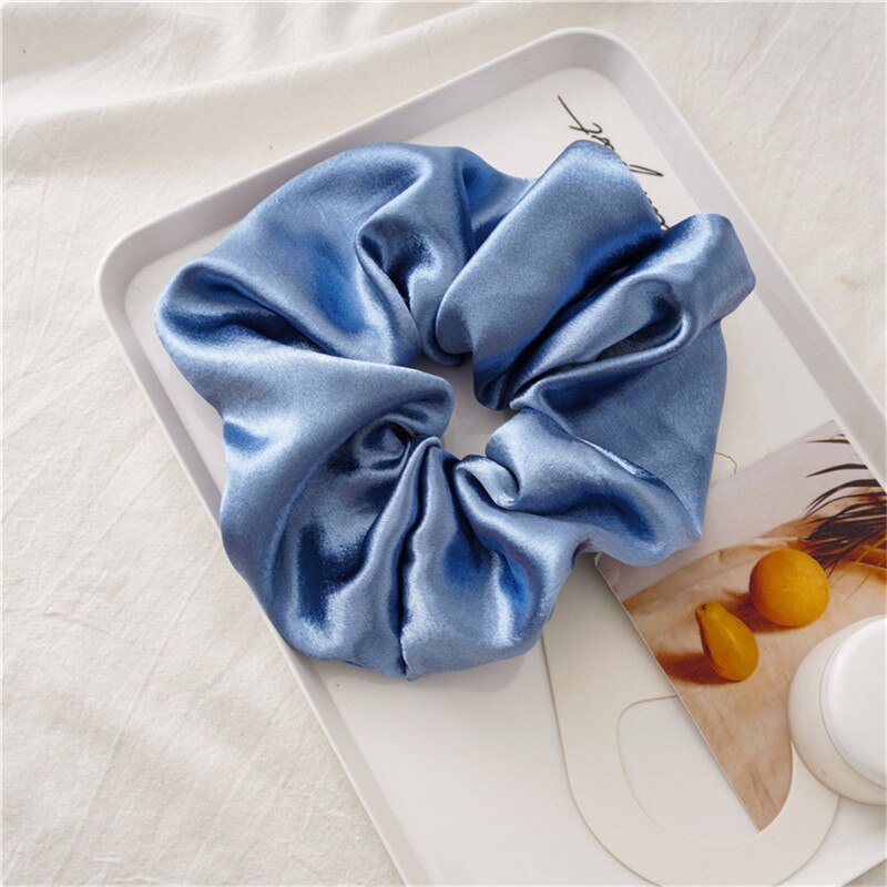 Cintas para el pelo de gran tamaño para mujer, Scrunchies de seda satinada lisa, bandas de goma para el cabello bandas elásticas para pelo, accesorios, coletero: 8