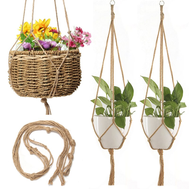 1Pcs Pot Hanging Rope Hemp Ropes Macrame Plant Flower Pot Hang Holder Basket Hanger Home Vertical Garden Balcony Decoration