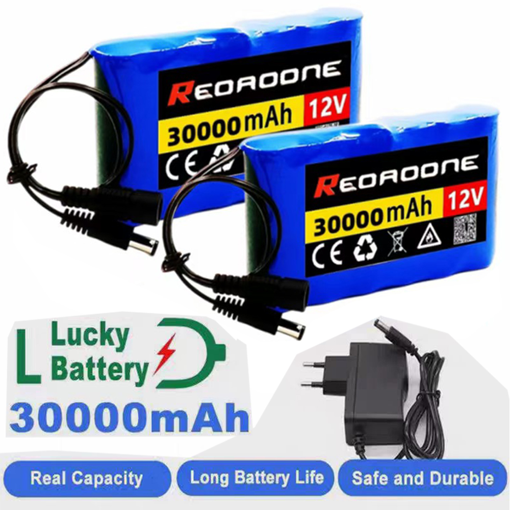 NEUE Tragbare Super 12V 30000mAh Batterie Wiederaufladbare Lithium-Ionen Batterie Pack Kapazität DC 12,6V 30Ah CCTV Cam Monitor + Ladegerät