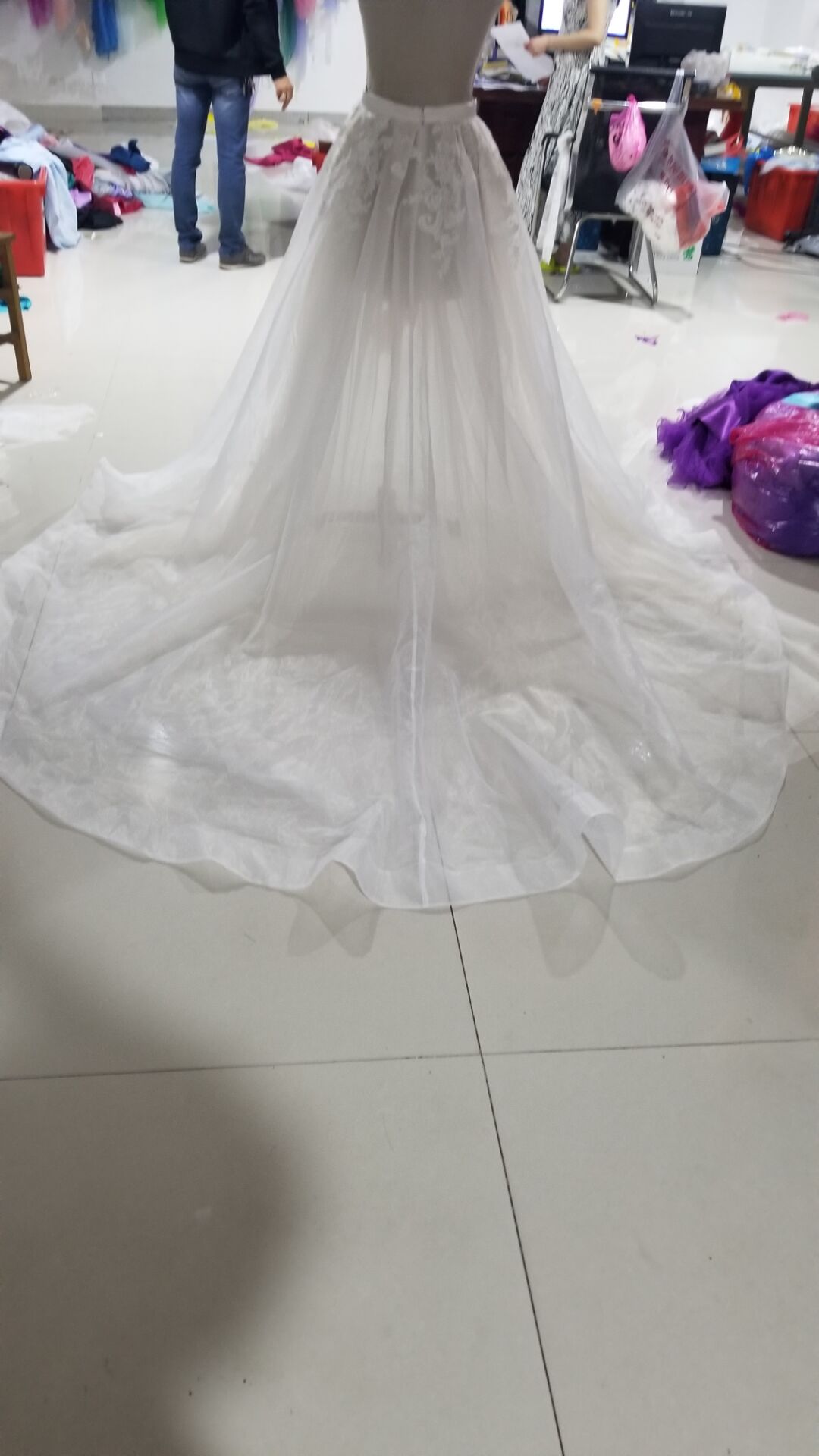 Organza removable skirt Detachable train Wedding train appliqued train Detachable tulle dress