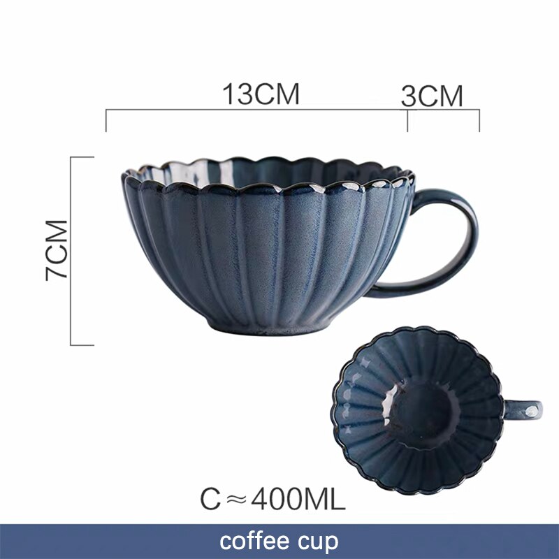 Dinner Plates Food Plates Dish Salad Soup Bowl Klin Glaze Blue Plates and Bowls Set Dinnerware Set Dishes for Restaurant: coffee cup