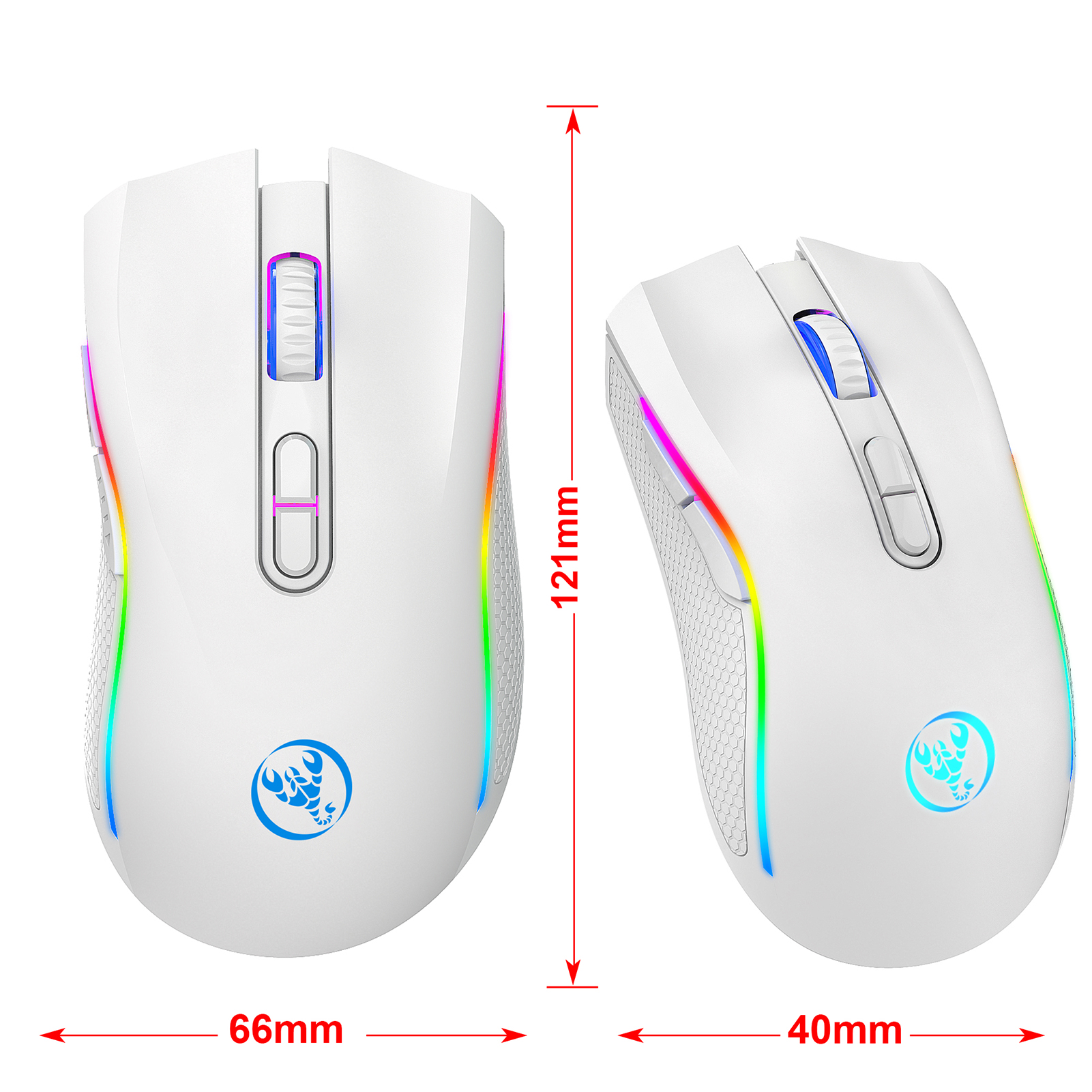 HXSJ T69 2.4G bezprzewodowa mysz mechaniczna mysz do gier RGB ergonomiczna 7 programowalnych przycisków mysz 4800 DPI dla graczy biurowych