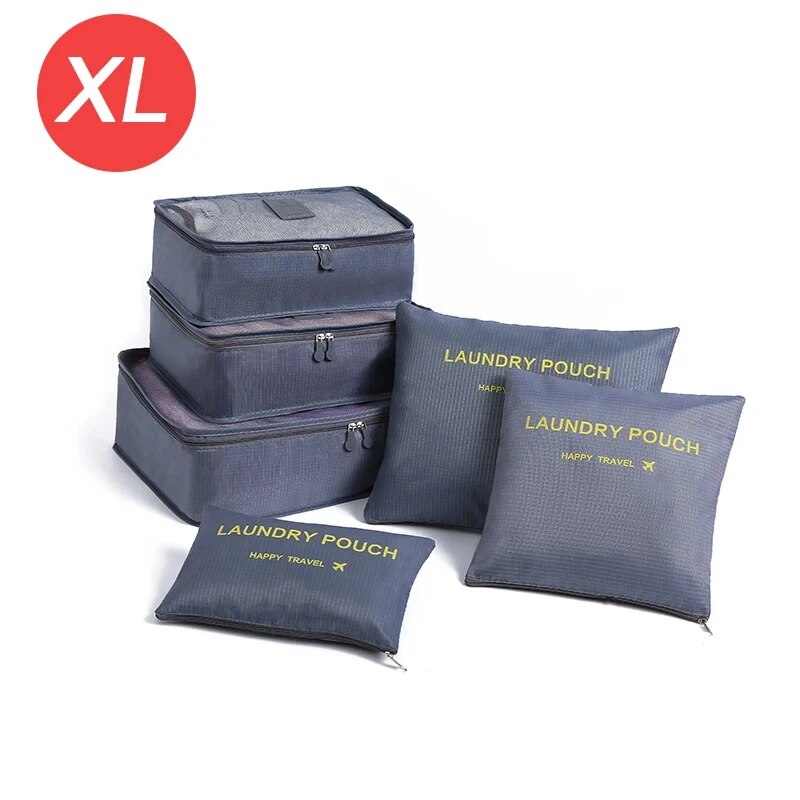 6-- delt stor reiseorganisator bærbar koffertorganisator klær sko sminkeveske bagasjeorganisator reiseoppbevaringsveske: Fiolett/紫罗兰