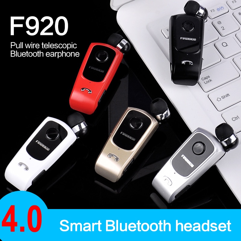 Handsfree Clip Voor Stereo Headset Met Microfoon Draagbare Hoofdtelefoon Hd Oproep Finazul F920 Bluetooth 4.0 Draadloze Intrekbare Headset