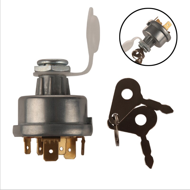 Ignition Switch With 4 Position 6 Terminal Wire Digger 2 Keys For Excavator Tractor Lawn Mower