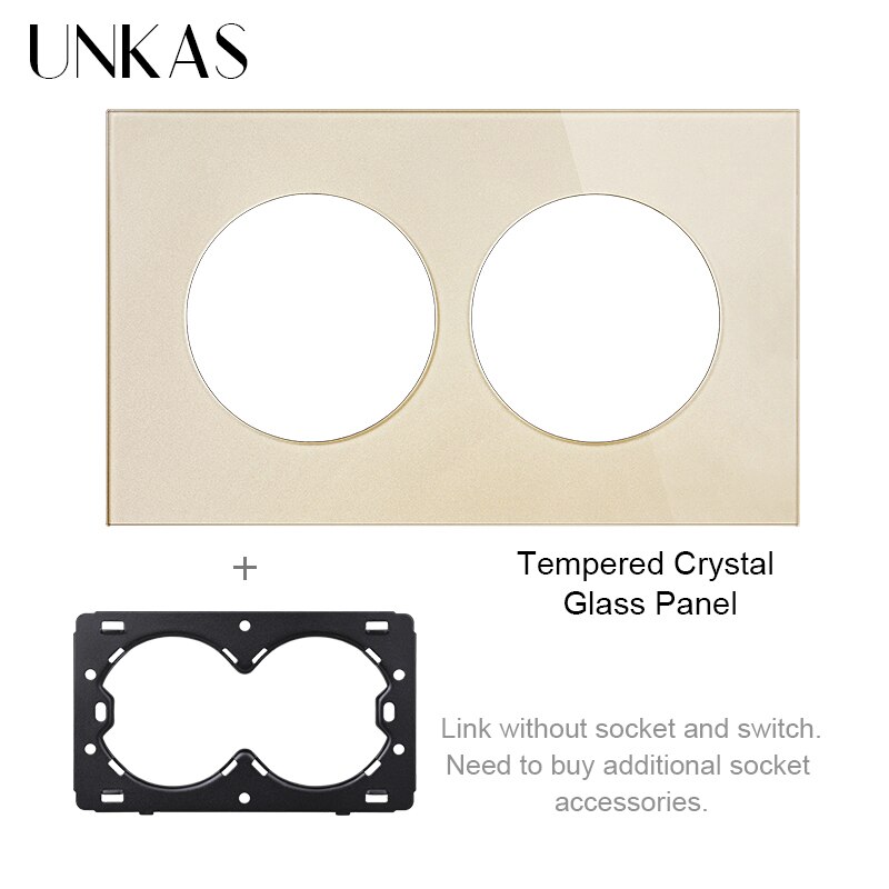 UNKAS Free Combination Single Gray Tempered Crystal Glass Panel Grey Modules DIY Matching For Wall Socket Switch: Gold 146 Panel