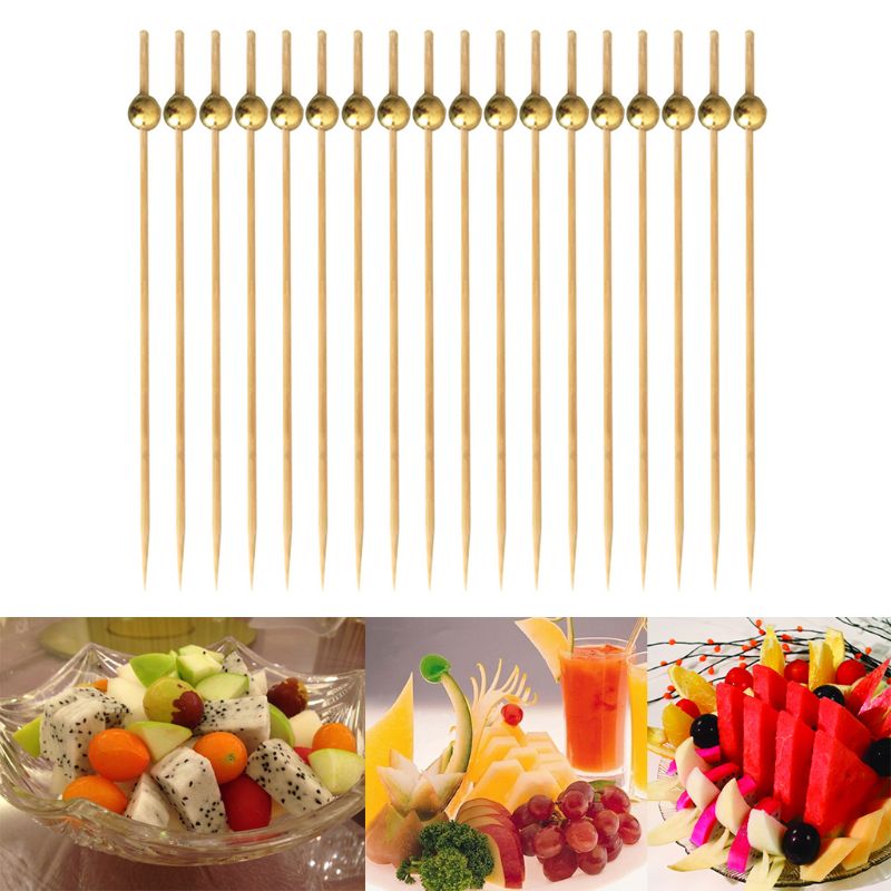 100pcs Kralen Voedsel Picks Dessert Buffet Fruit Salade Vork Cake Muffin Party Groente Sticks Cocktail Tandenstokers Cake Teken