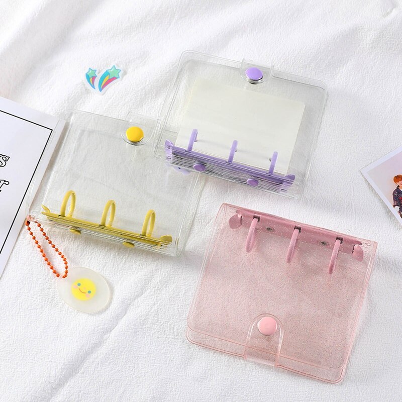 Creatieve Leuke Transparante 3 Ring Mini Losbladige Hand Boek Student Draagbare Notebook Bindmiddel Kawaii Schoolbenodigdheden