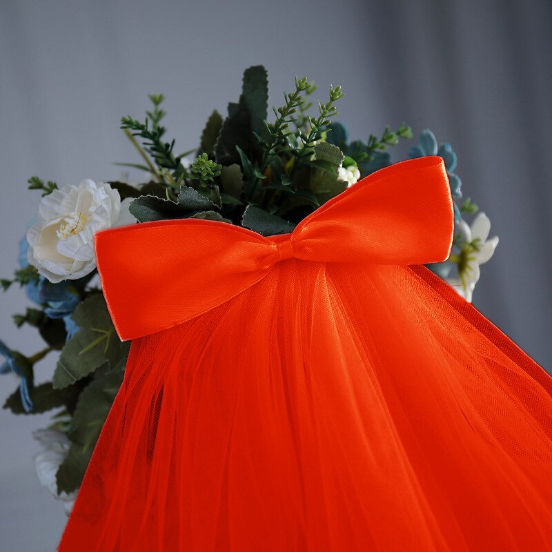 Velos cortos de tul para vestido de novia, cinta blanca con borde, lazo con peine para el pelo, velo para el cabello, accesorios de boda para novia