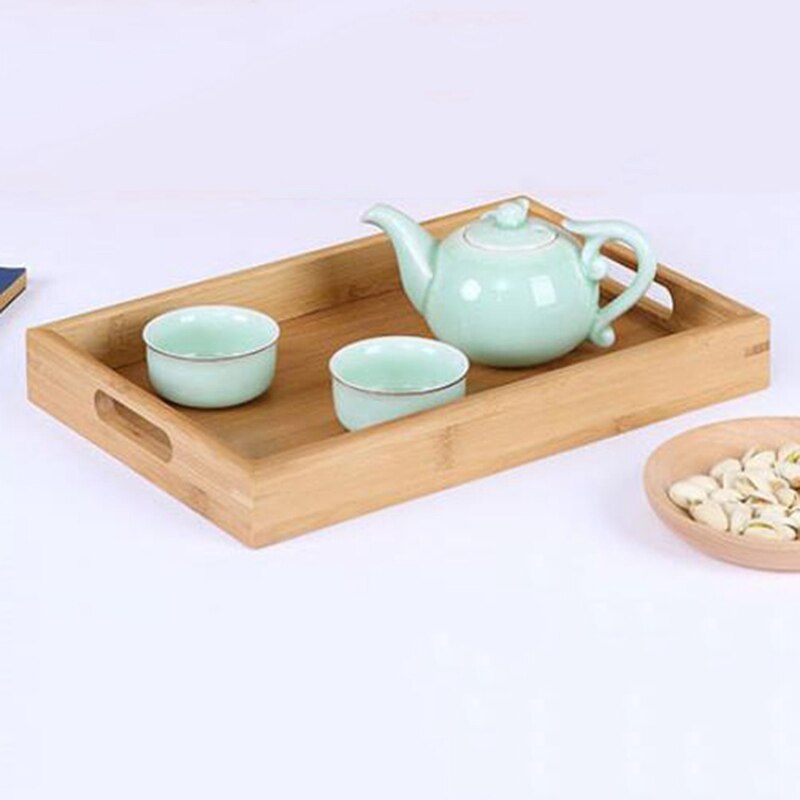 Bamboo Wooden Rectangular Tea Tray Solid Wood Serving Tray Tea Cup Food Tray Wooden Hotel Dinner Plate