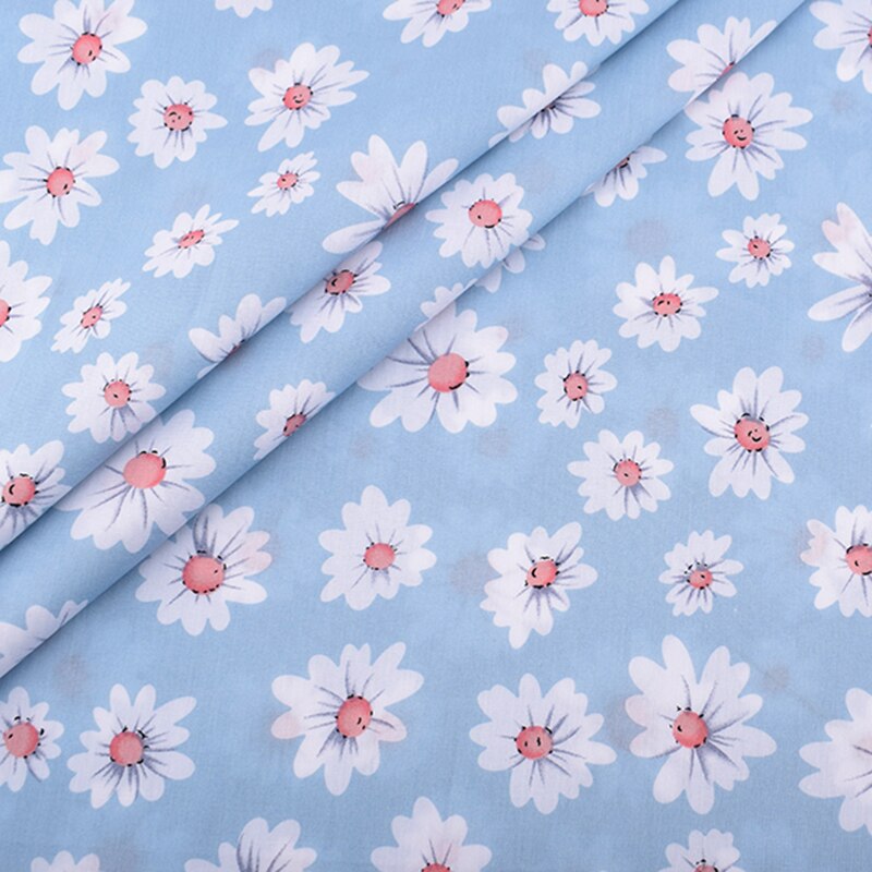 Färskt daisy blommig serie tryckt vanligt bomullstyg, gör-det-själv-quiltning och sömnad av poplinmaterial för baby- och barnklänning, skjorta, kjol: B 1 delar / 100 x 145cm