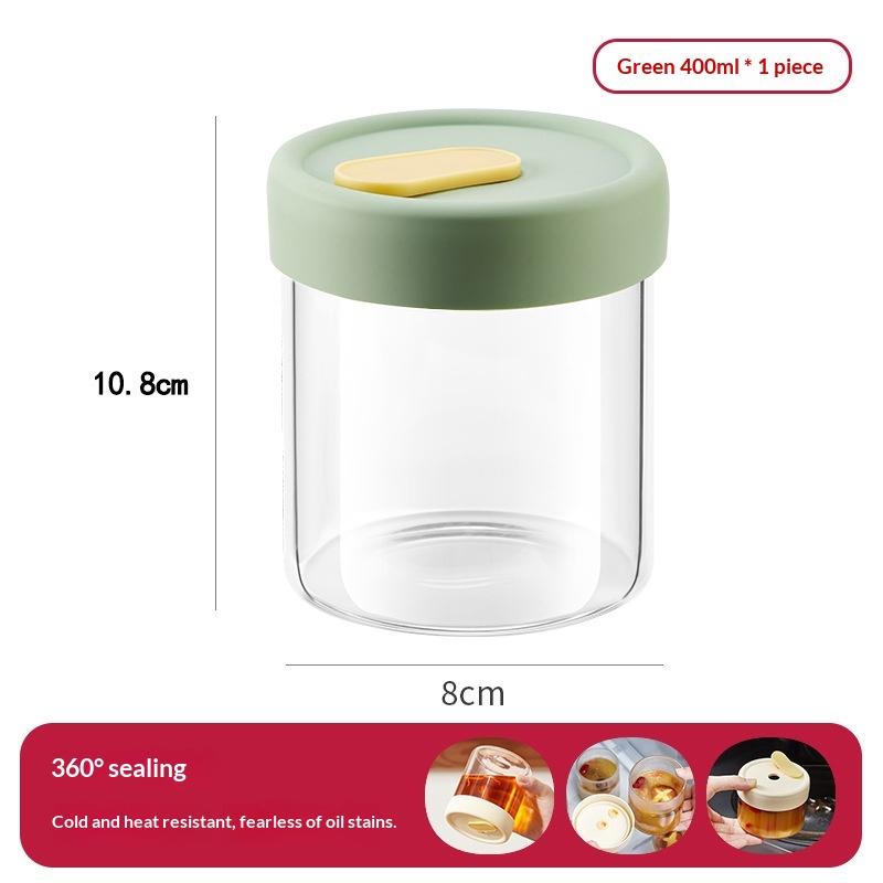 240/400ML Glass Food Storage Jar With Sealed Silicone Lid Heat Resistant Microwavable Soup Juice Container Cereals Jar: Pink