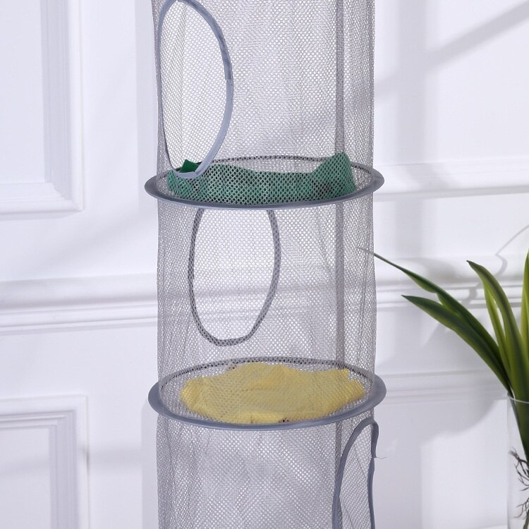Four-layer Collapsible Hanging Basket Breathable Mesh Toy Storage Basket Storage Cage Drying Basket Home Organizer