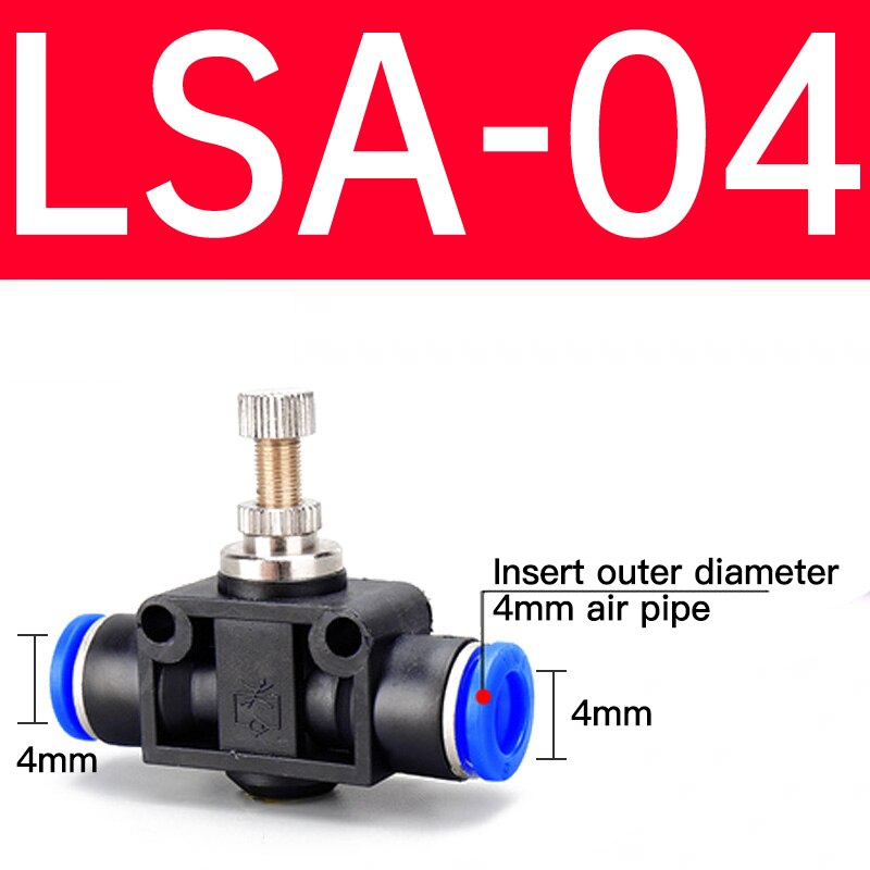 Blue connector Pneumatic component Air pipe Quick-connect connector Restriction valve LSA Pipeline throttle valve LSA-4 6 8 10: LSA04