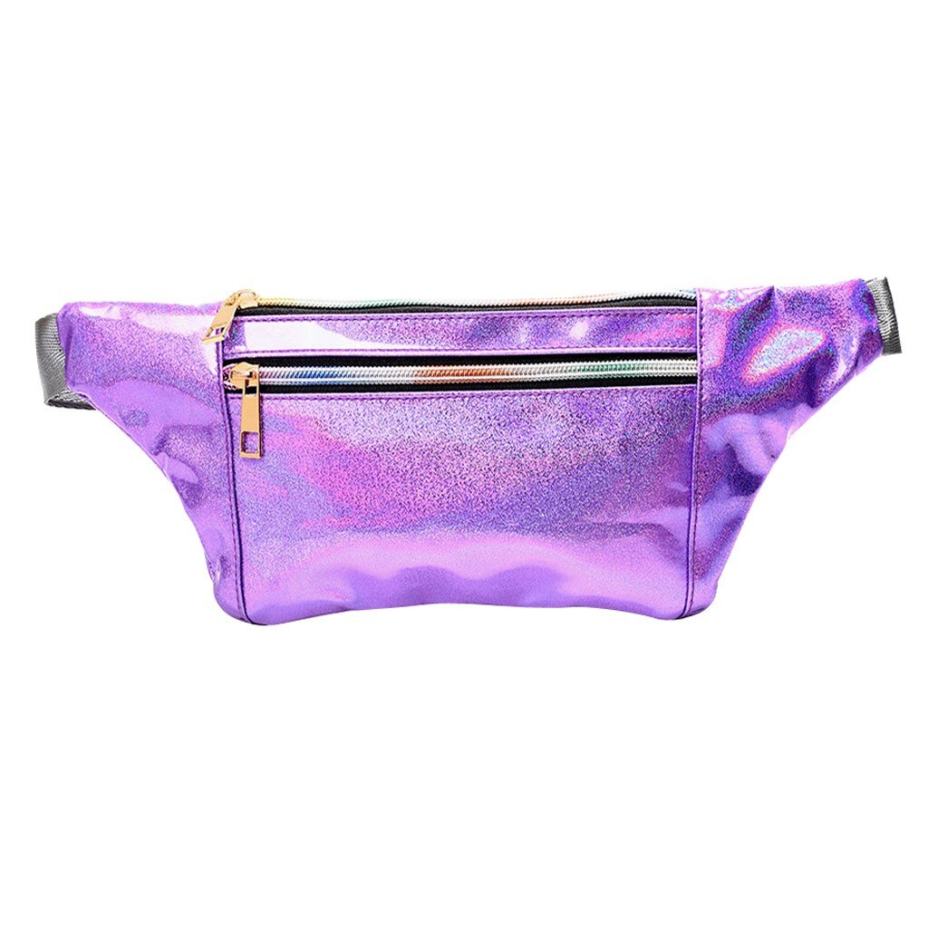 Regenboog Sequin Bag Rits Schouders Pailletten Taille Tas Vrouwen Fanny Packs Borst Tassen Telefoon Tas Sport Taille Zakken G3: Paars