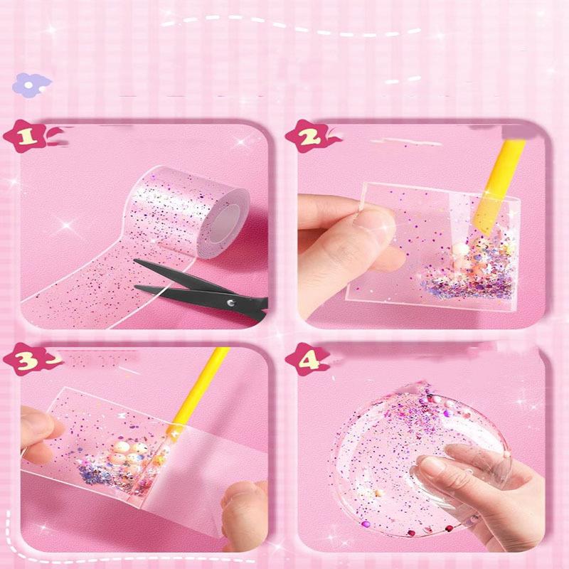 DIY artesanía pellizco juguete hacer juego de cintas de burbujas soplables sin marcar adhesivo de doble cara reutilizable Color Kit de Nano cinta adhesiva alta