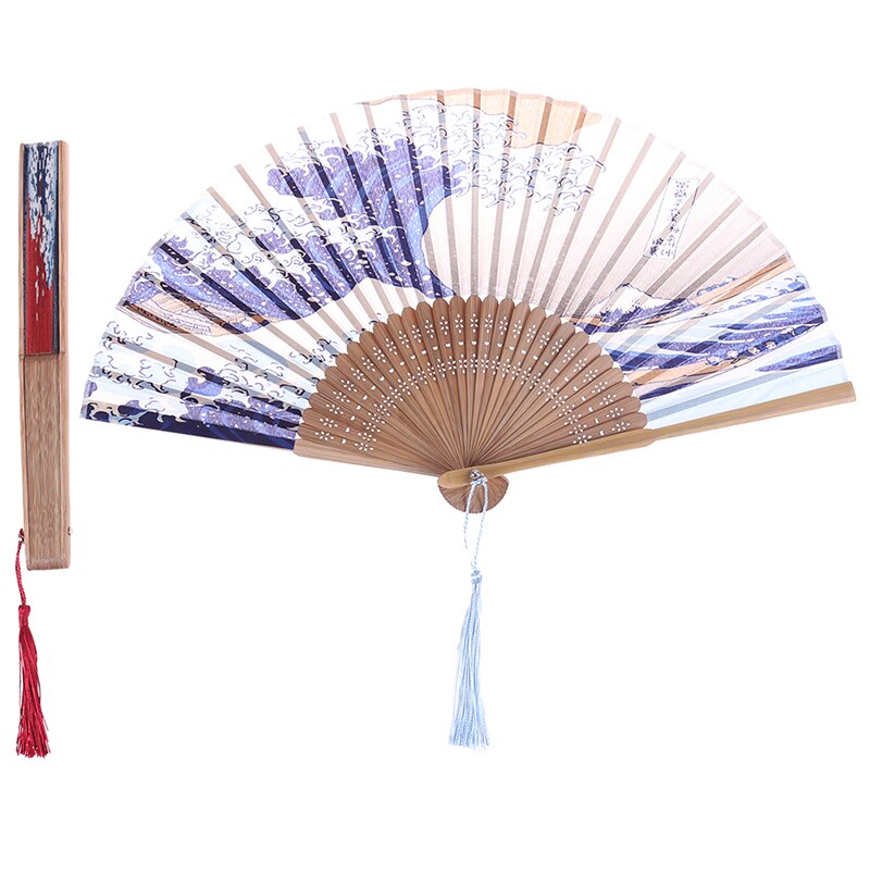 Zijde Hand Fan Mount Fuji Kanagawa Golven Japanse Vouwen Ventilator 1Pc Pocket Fan Bruiloft Accessoires Decoratie Event Supplies