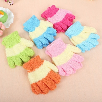 Winter Warme Baby Handschuhe Kinder Gestrickte Stretch Fäustlinge Kinder Flauschigen Mädchen Handschuhe Volle Finger Handschuh Gestrickte Gelegentliche Jungen Handschuhe