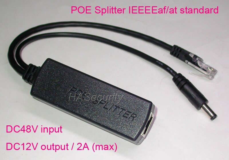 POE splitter for CCTV IP cameras IEEE802.3af/at DC48V input DC12V/1.5A output Mid-Span 4/5(+) 7/8(-) End-Span 1/2/3/6
