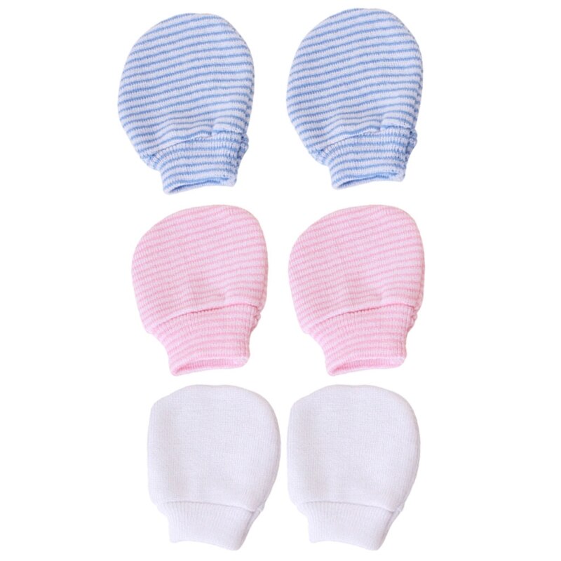 3 Pair/set Simple Cute Baby Knitting Mitten Newborn Anti-eat Hand Anti-Grab Face Protect Glove Baby Mitten: A