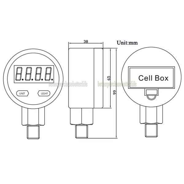Digitalt display olietryk hydraulisk måler tryk testmåler 3v 0-250 bar /25 mpa npt 1/4 for gas vand olie holdbar
