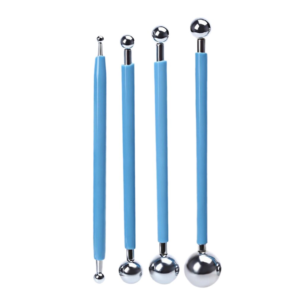 4pcs Metal Ball Fondant Cake Decorating Sugarcraft Gumpaste Flower Modelling Mold DIY Tools