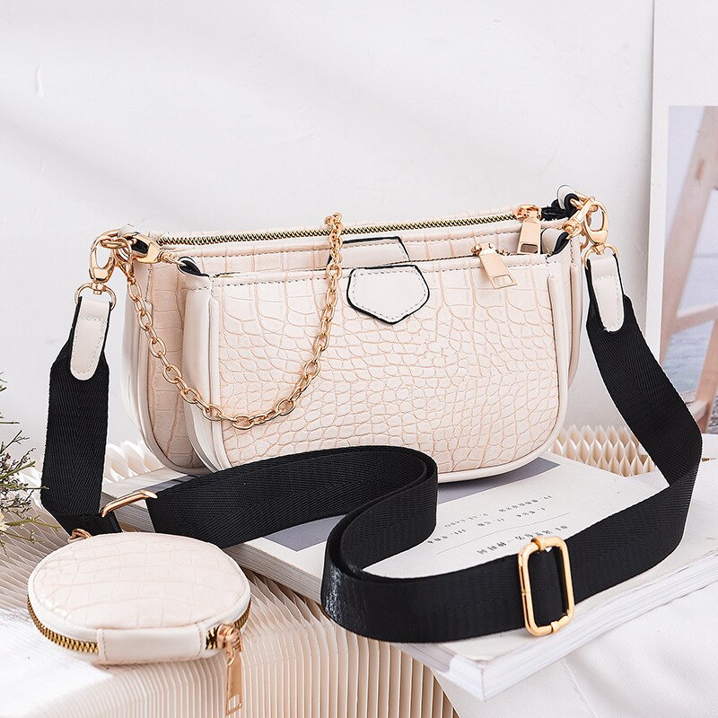 Vrouwen Chain Crossbody Tas Voor Vrouwen Zacht Lederen Schoudertas Messenger Bags Vrouwelijke Handtas En Portemonnee: Beige