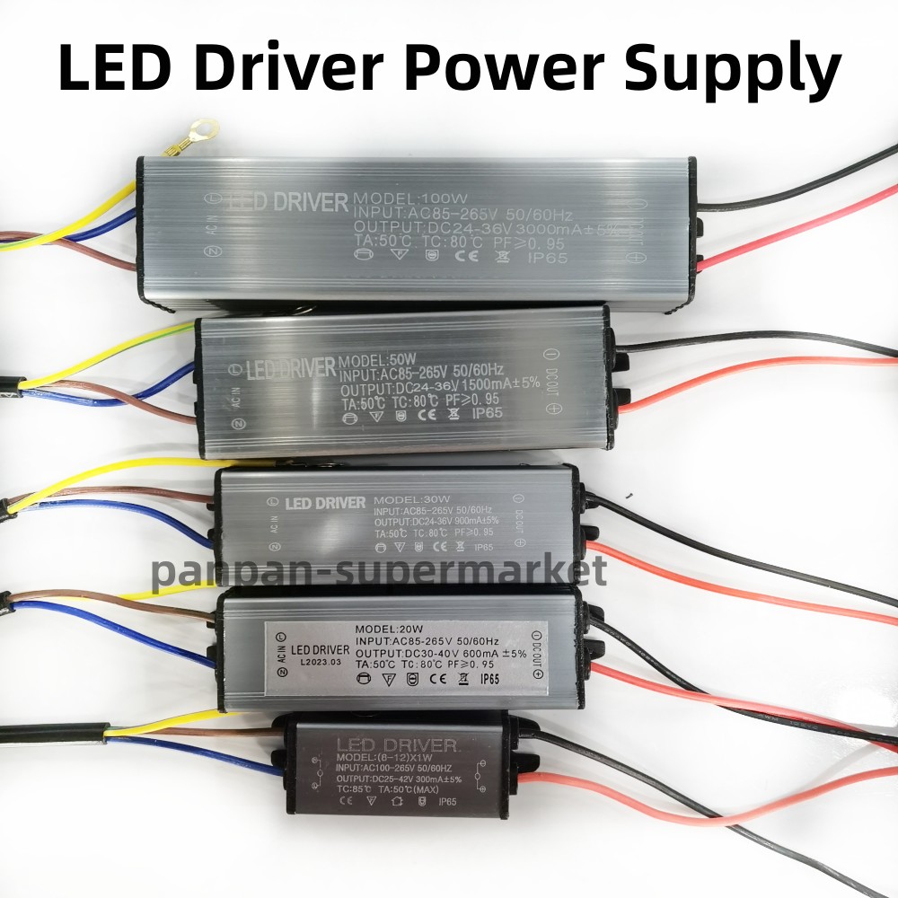 Led-driver 100w 50w 30w 20w 10w dc 25v 36v 1500ma 3000ma lystransformer  ac85-265v vandtæt strømforsyning projektør  ip65