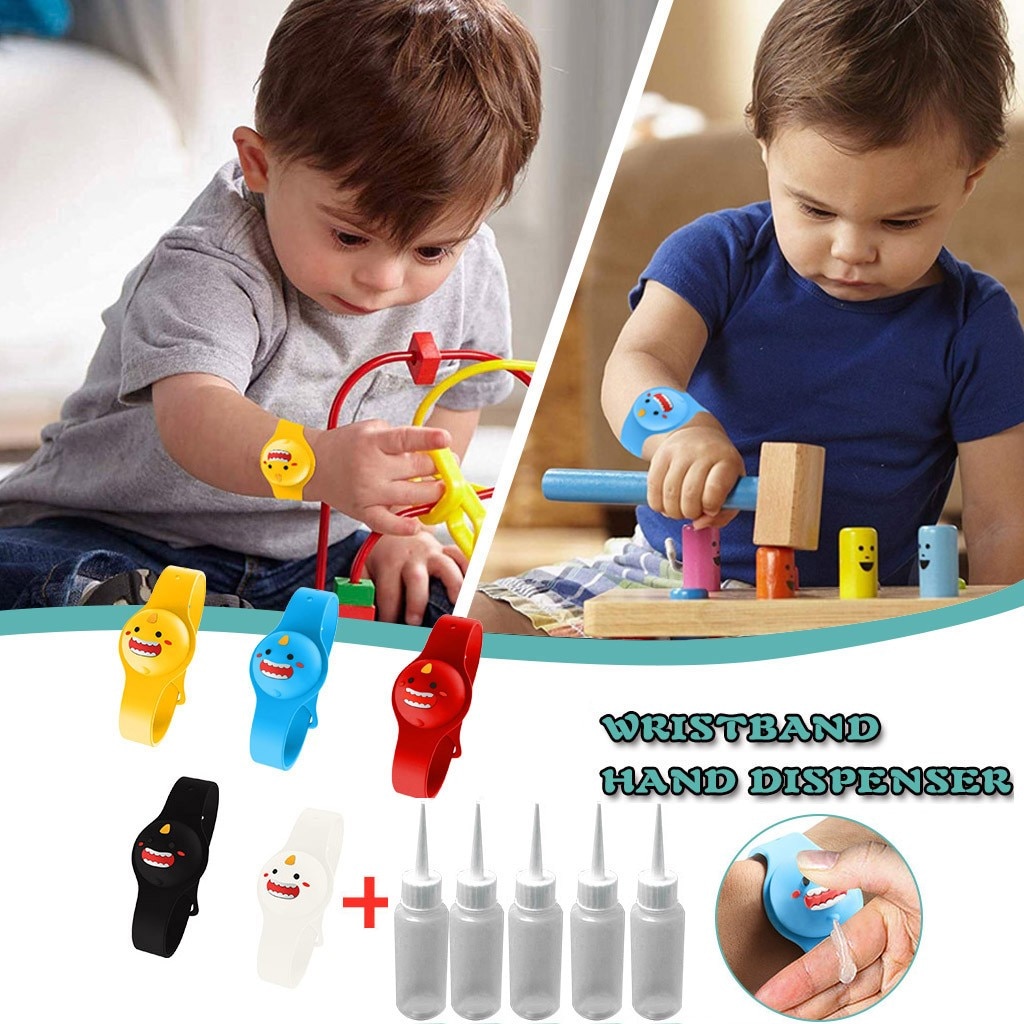 Del fumetto del Capretto Liquido Wristband Mano Dispenser portatile Carino Lavare A Mano Dispenser Distributore di 15ml Wristband Mano all'aperto Per I Bambini