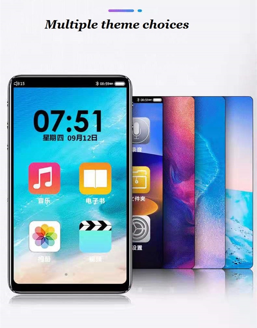 HIFI Metal MP4 Player 8GB FM Radio Bluetooth 5.0 Full Touch Screen With Speaker MP4 Recorder E-book MP5 Music Video Player