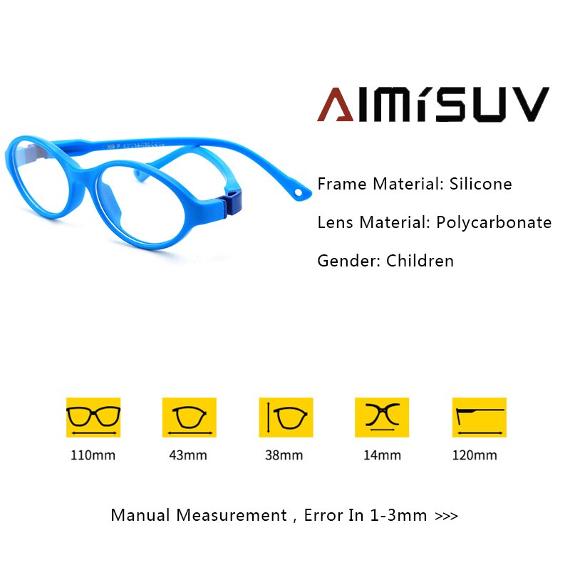 AIMISUV Unisex TR90 Flexible ultraligero montura gafas infantiles Rosa óptico silicona transparente gafas de los niños UV400