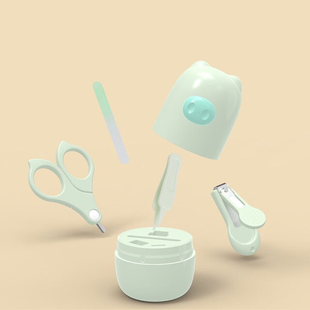 Coupe-ongles pour bébés, ciseaux de manucure et pédicure sûrs à dessin animé pour bébés, coupe-ongles: green pig