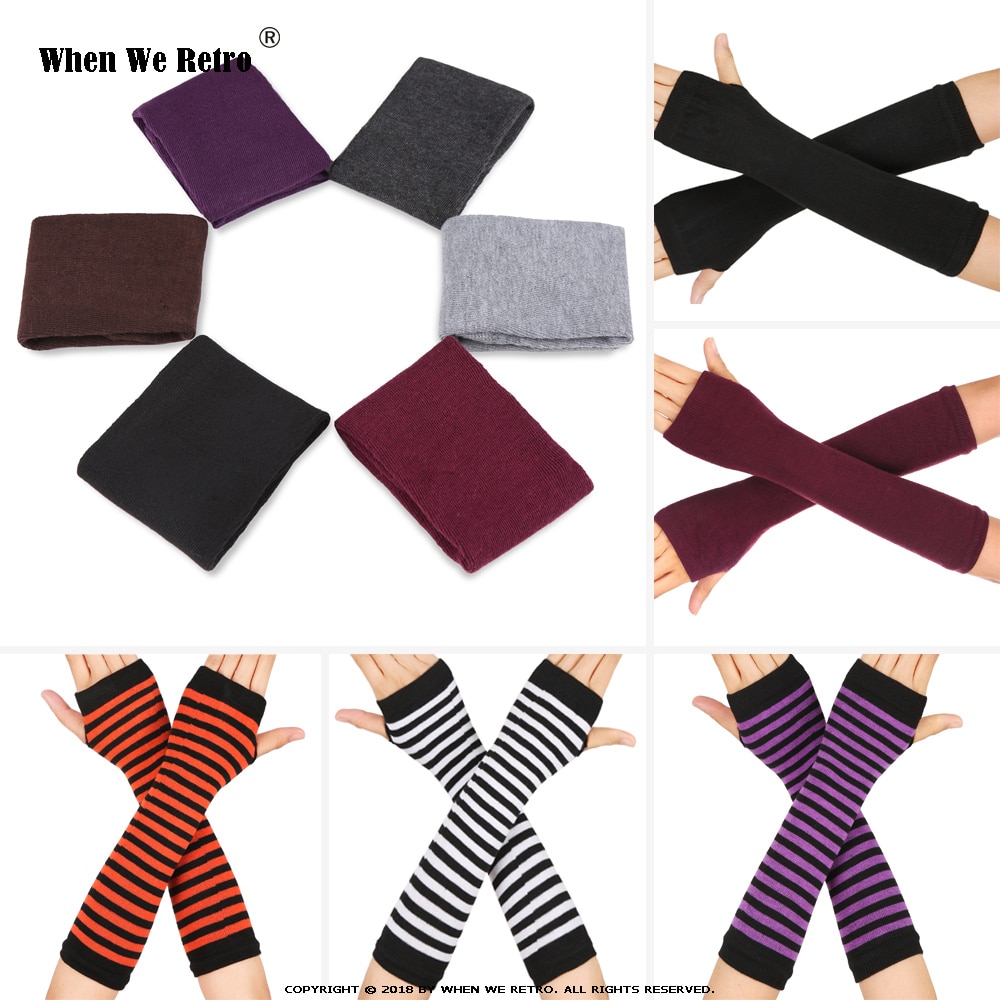 When We Retro Autumn Winter Wrist Arm Hand Arm Warmers Knitted Long Fingerless QY0491 Sleeve Fingerless Gloves Soft Warm Mitten